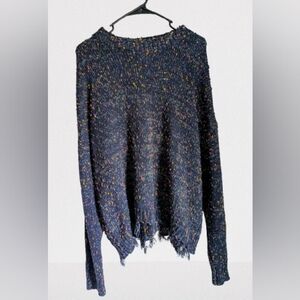 Top Style Knit Sweater with Colorful Pom Poms and Fringe Hem- 2X/3X